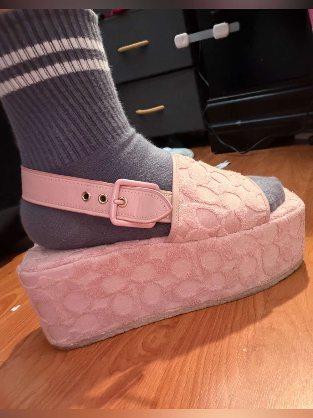 COACH Noelle Flatform Sandal in signature pink terry cloth